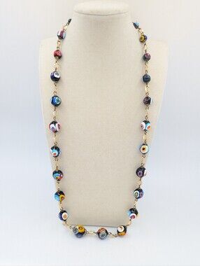 Vintage Venetian Millefiore Glass Bead Necklace